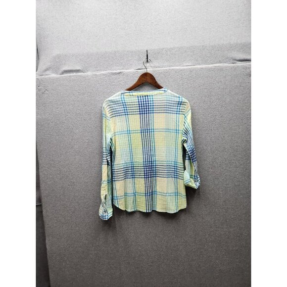 Talbots Womens Plaid Button-Up Shirt Size S 100% Cotton Blue/Green Long Sleeve C - Picture 5 of 5